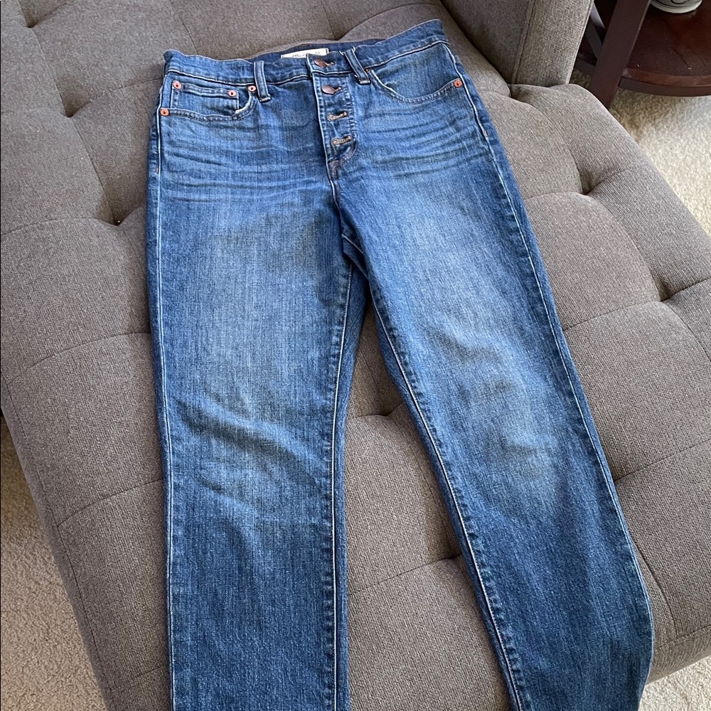 Madewell Women's Medium Blue Perfect Vintage Crop Button-Fly Jeans 26